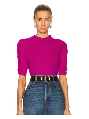 Cashmere Crew Neck Sweater by Frame in Hot Fuschia